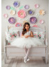 Ivory Lace Tulle Ruffle Knee Length Flower Girl Dress